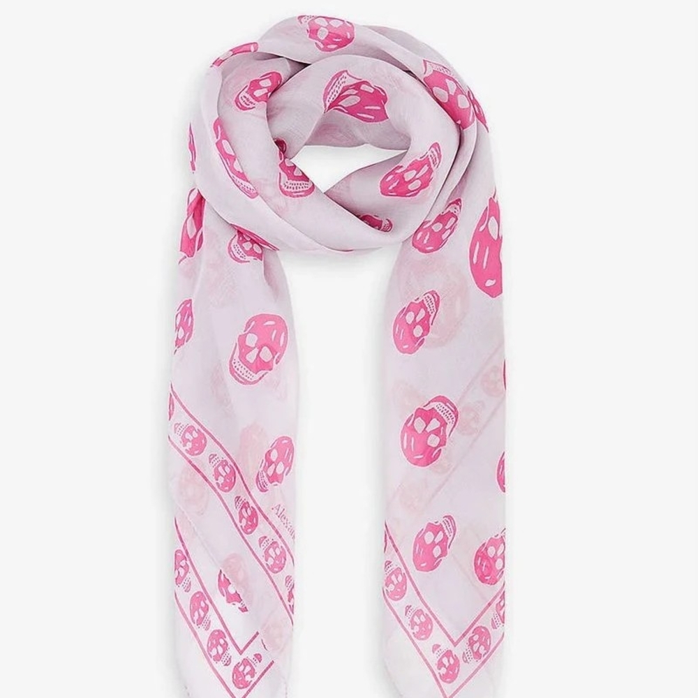 Alexander Mcqueen Pink Skull Scarf - Gem